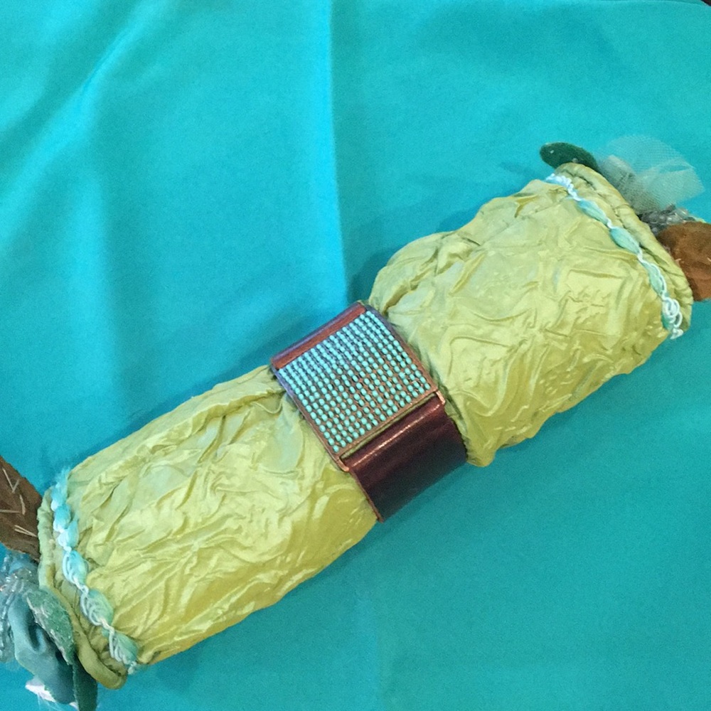 Leather bronze and turq bracelet.